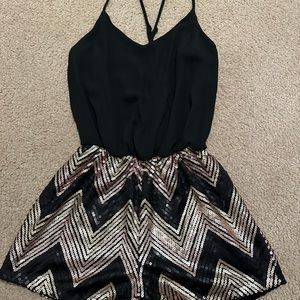 Women’s Sequin Romper Black and Rose Gold